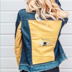 Bee painted denim jacket